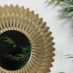 Large Gold Feather Wall Mirror