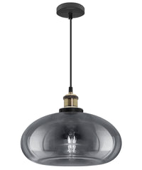 Vintage Smoked Glass Shade Chandelier Pendant Ceiling Home Pub Diner Light M0198.jpg