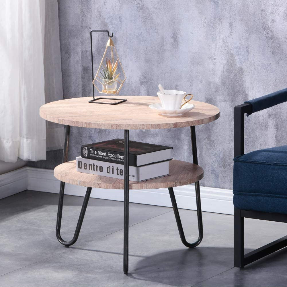 Circular Industrial End Table
