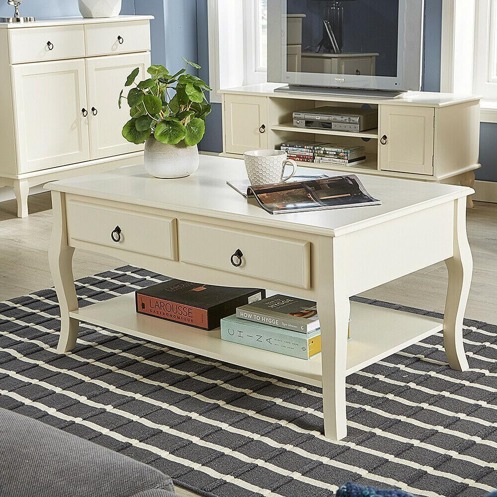 2 Drawer Cream Coffee Table