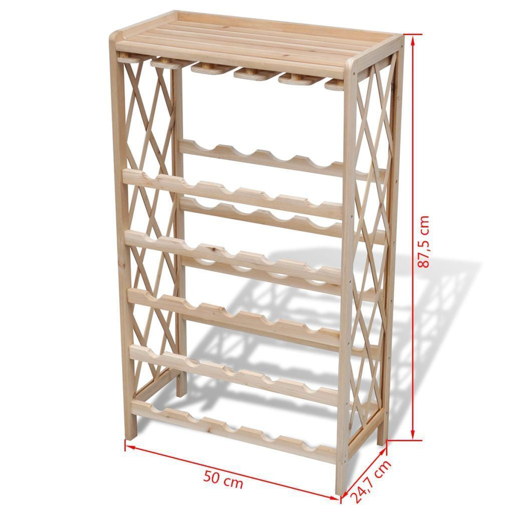 Wooden Wine Rack Wine Shelf - 25 Bottles