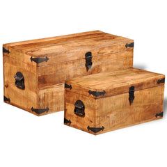 Set of 2 Rough Mango Wooden Storage Chests