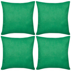 4 Green Cotton Cushion Covers 80 x 80 cm