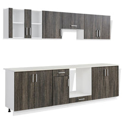 Wenge Look Kitchen Cabinet Unit 8 pcs