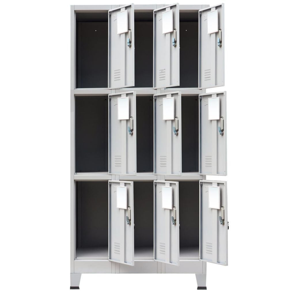 Grey Steel Locker Cabinet with 9 Compartments - 90x45x180 cm