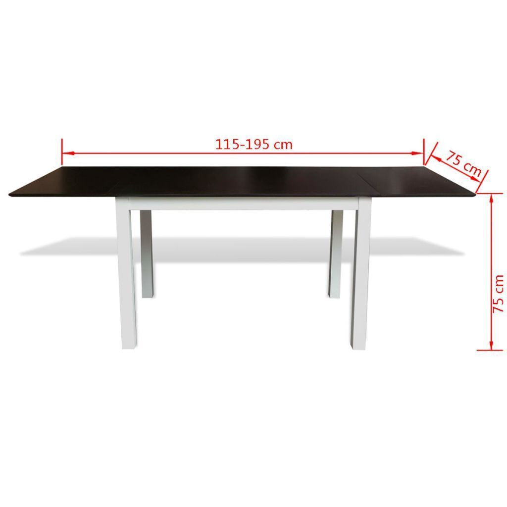 Solid Wooden Brown & White Extending Dining Table - 195 cm