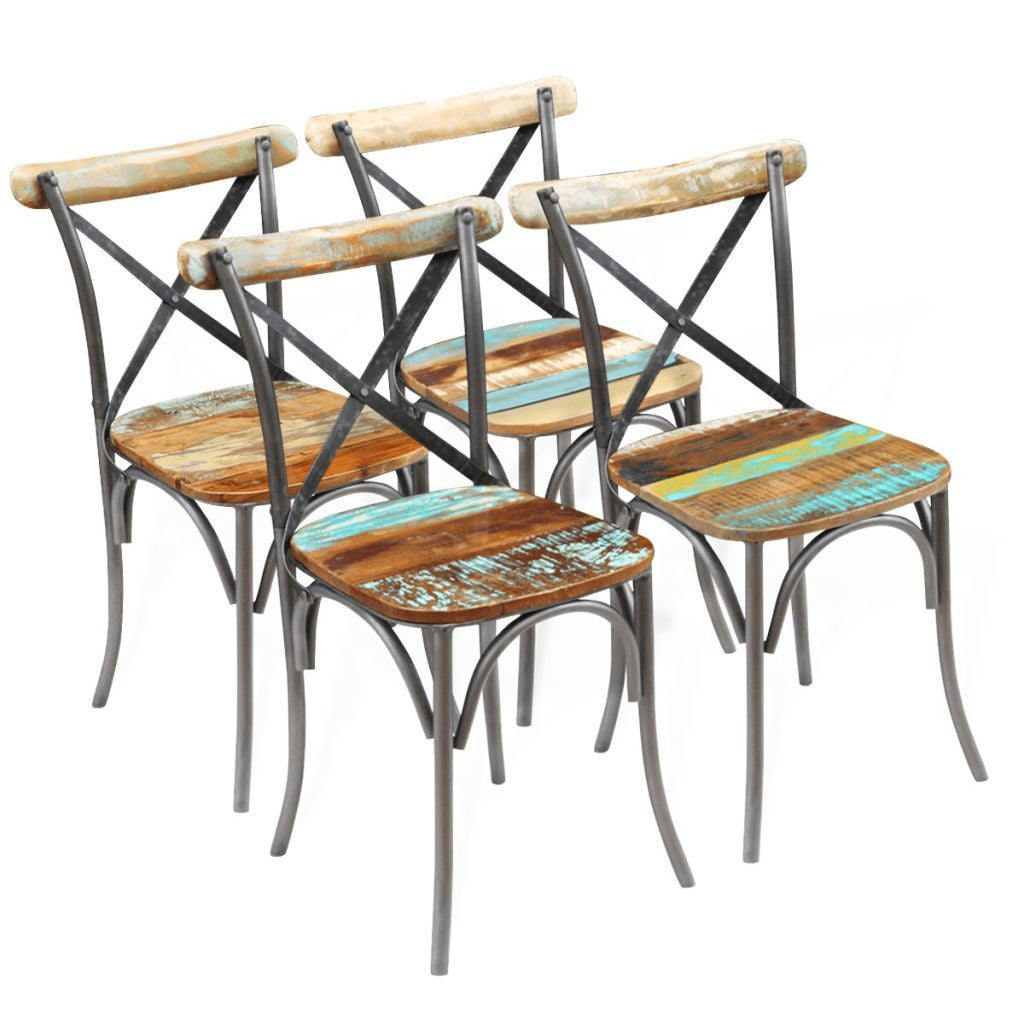 Set of 4 Solid Reclaimed Wood Dining Chairs