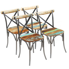 Set of 4 Solid Reclaimed Wood Dining Chairs
