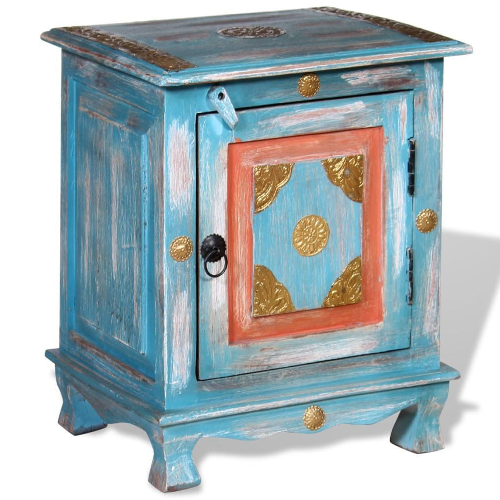 Solid Mango Wooden Blue Nightstand