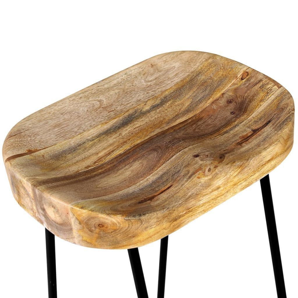 Set of 2 Solid Mango Wood Bar Stools