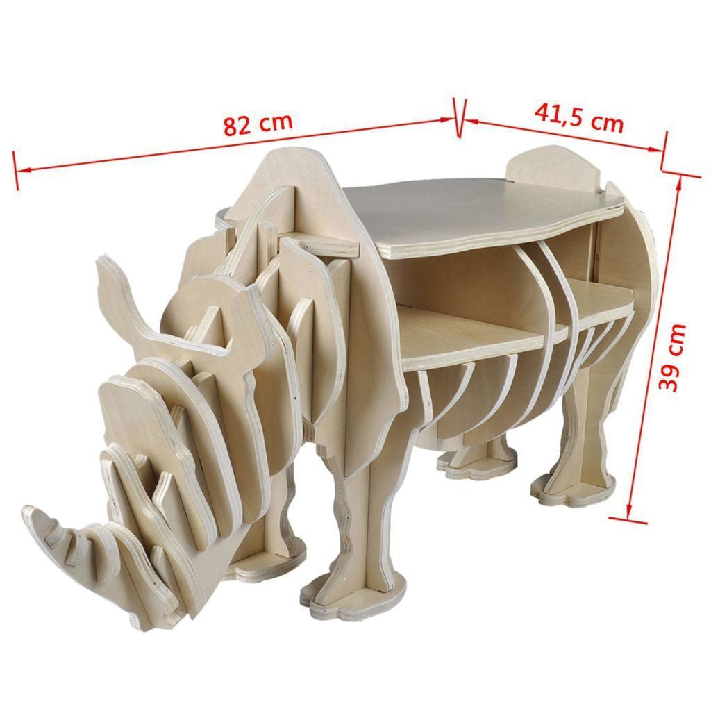 Wooden Rhino Book Organizer & Side Table