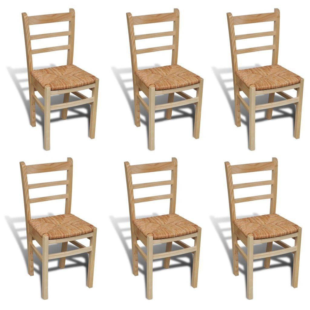 Set of 6 Pinewood Dining Chairs