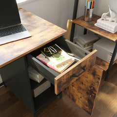 Industrial Rustic Desk & Side Cabinet