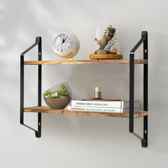 2 Tier Wood & Metal Shelves