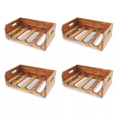 4 Stackable Solid Reclaimed Wood Wine Racks - 16 Bottles