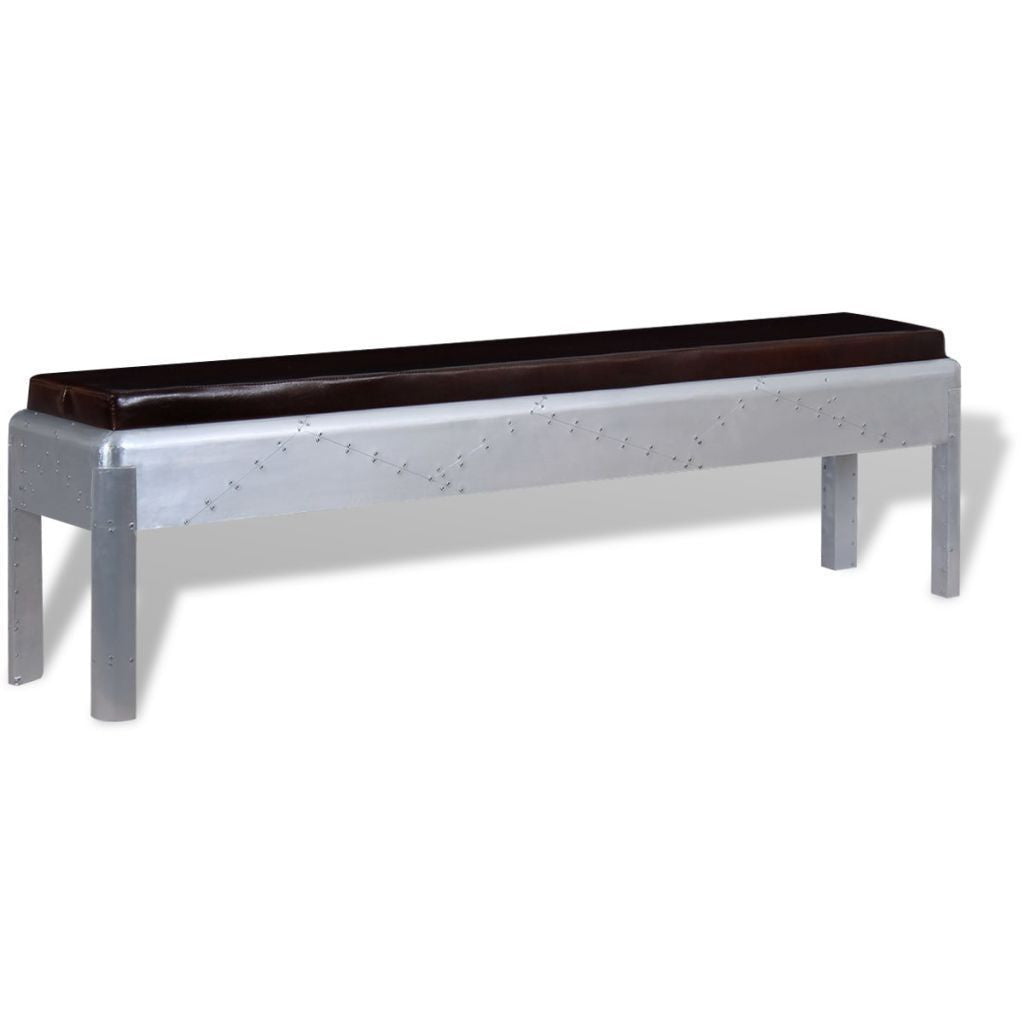 Genuine Leather Aviator Bench - 160x32x45 cm