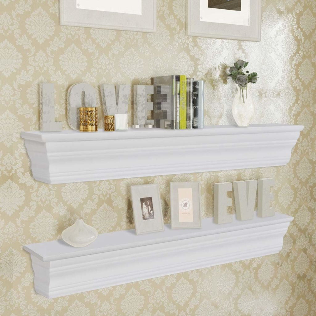 2 White Wall Shelves