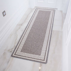 Grey Greek Border Runner Rug
