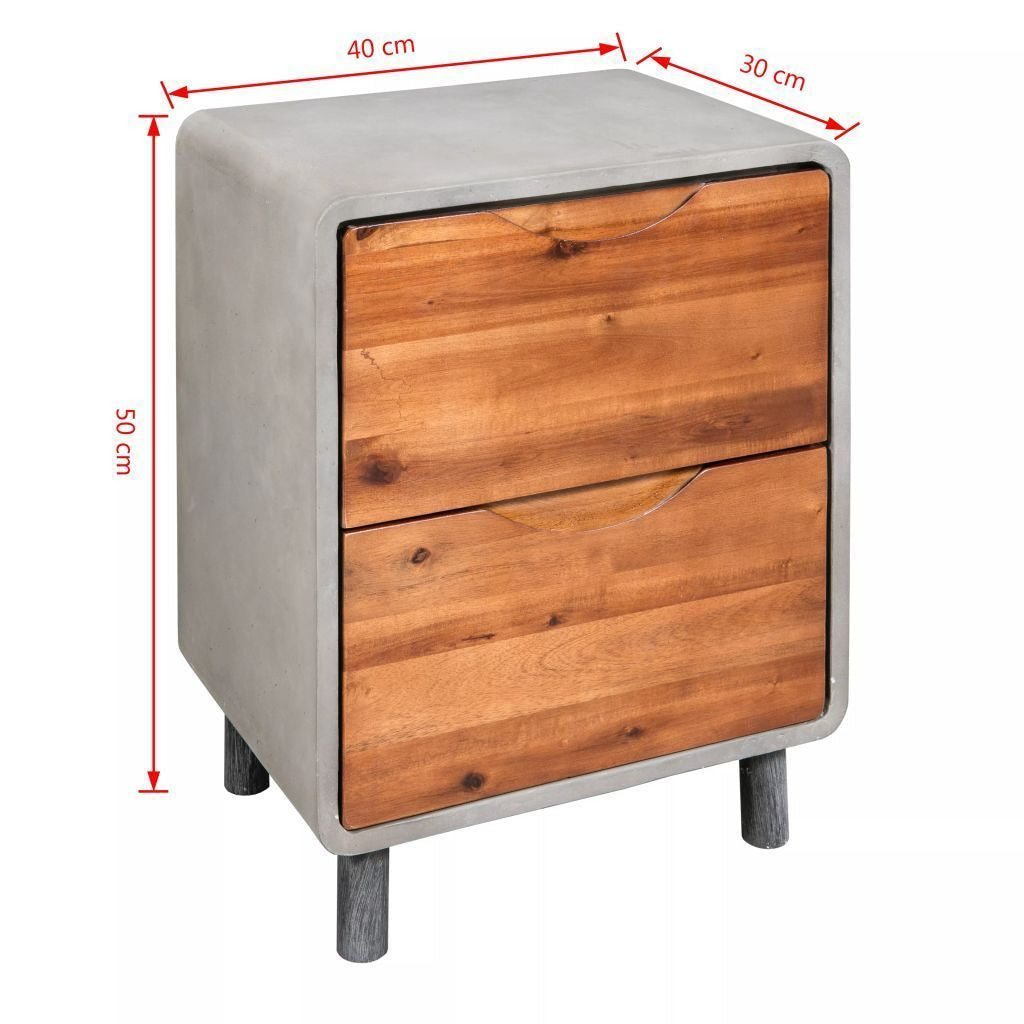 Concrete & Wood Bedside Table