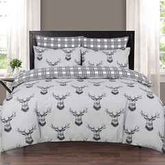 100% Cotton Grey Stag Reversible Duvet Set