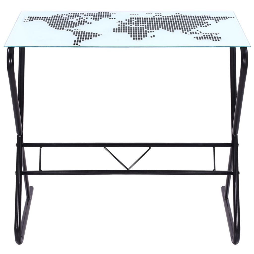 World Map Patterned Glass Desk