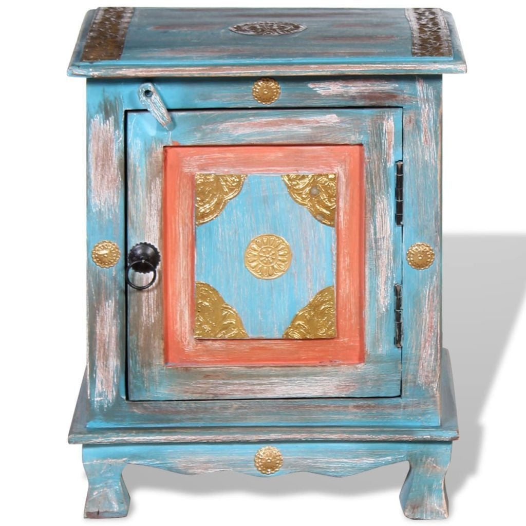 Solid Mango Wooden Blue Nightstand
