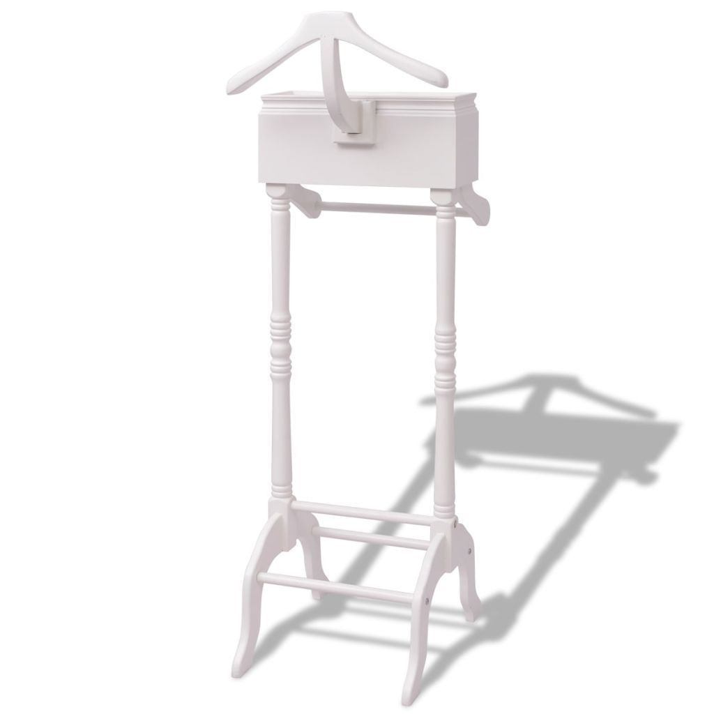 White Clothing Rack with Cabinet Wood