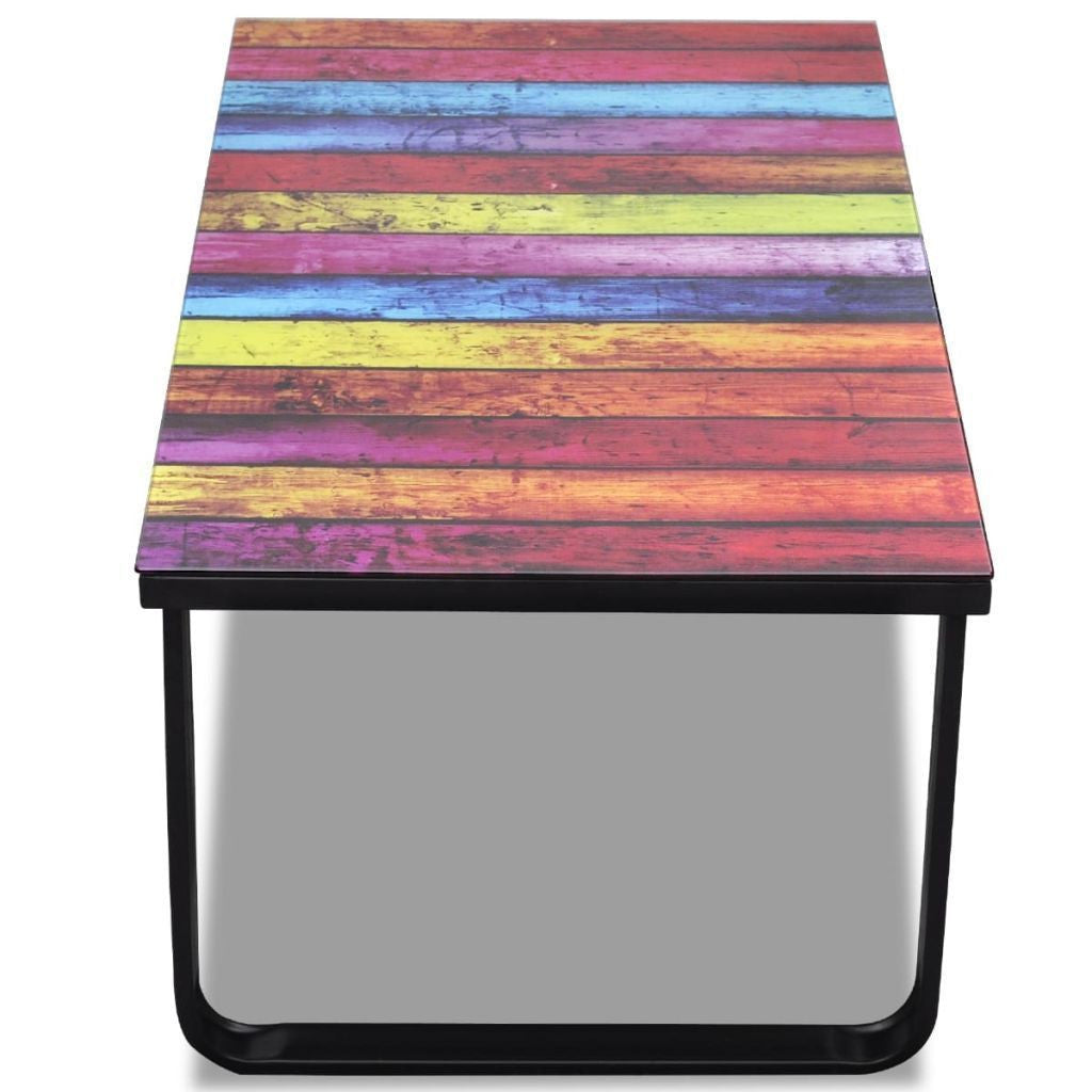 Glass Coffee Table with Rainbow Printing