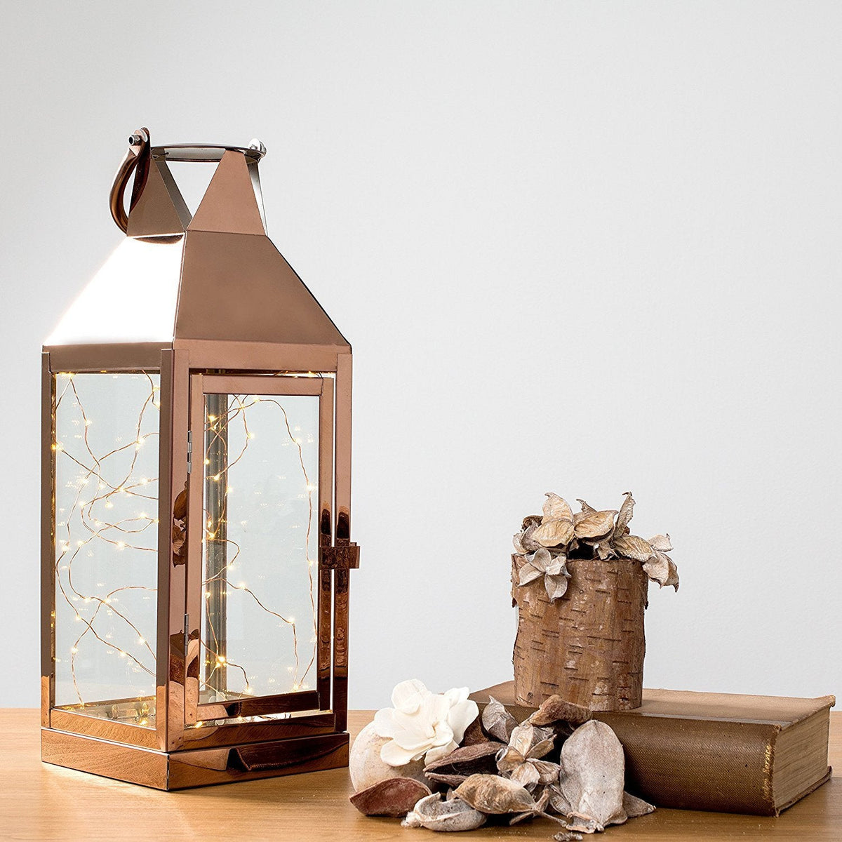 Copper Lantern & Fairy Lights