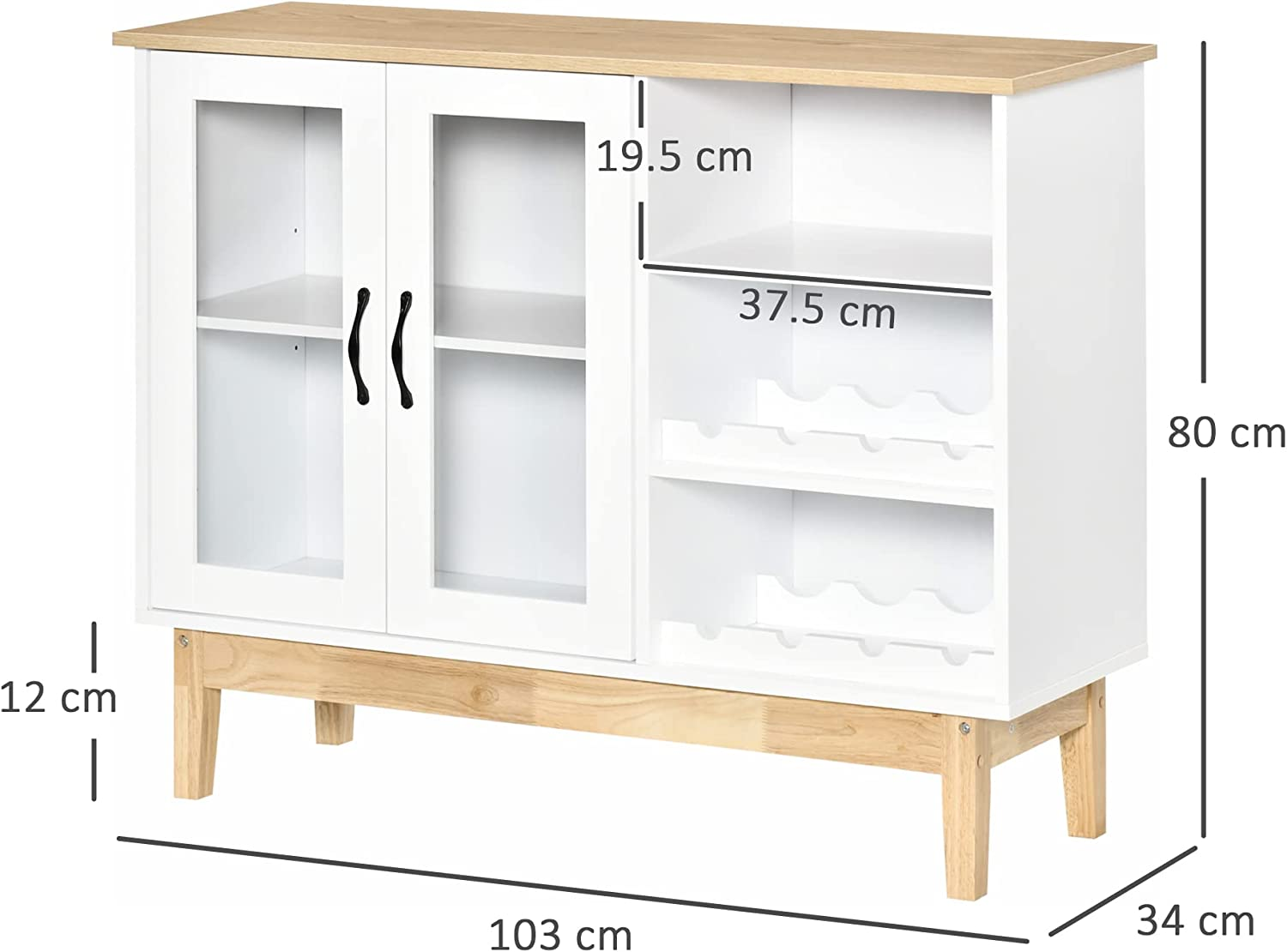 White & Oak Storage Wine Cabinet