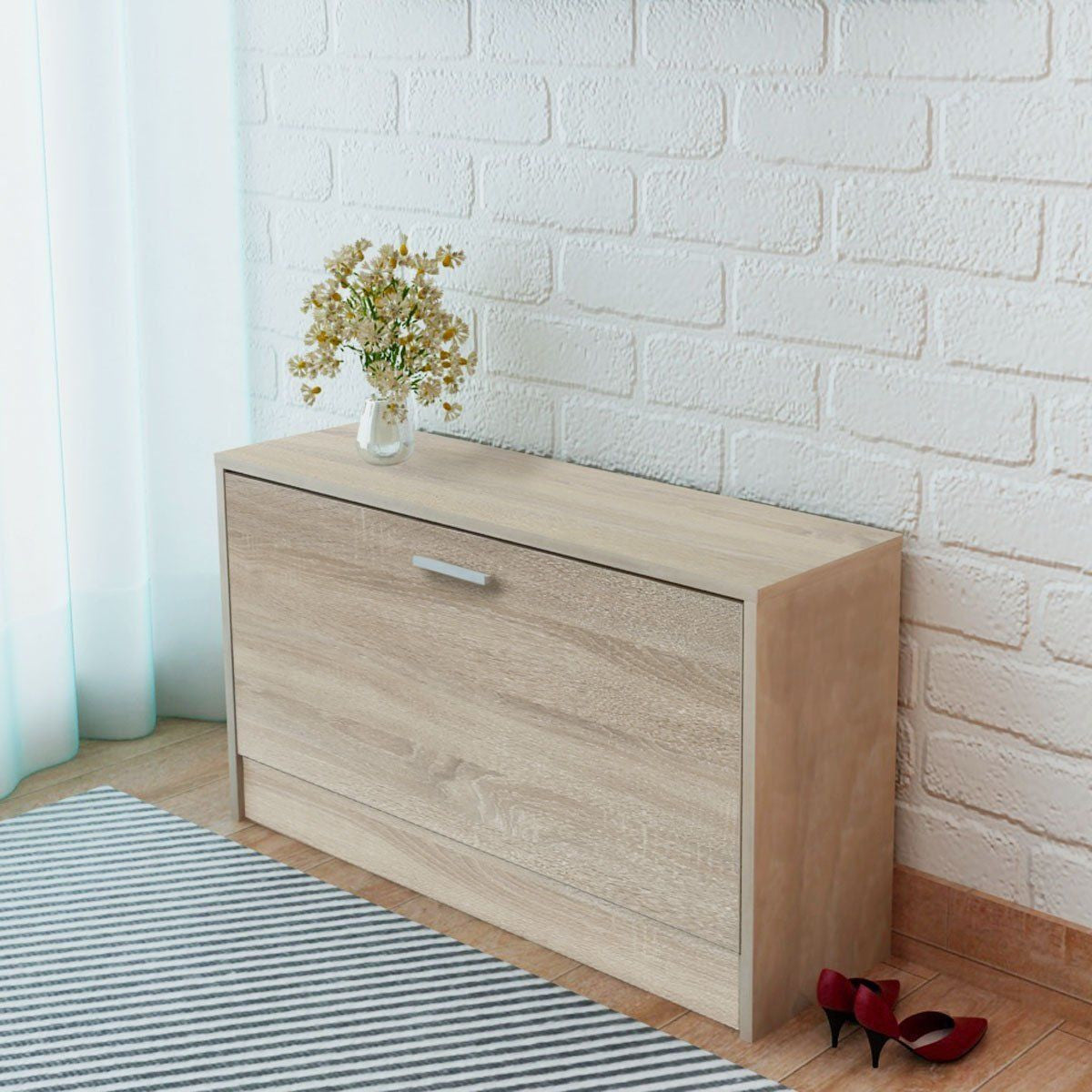 White or Oak Shoe Cabinet Organiser