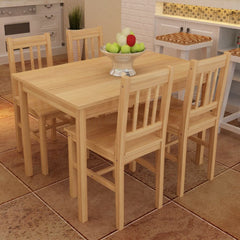 Natural Wooden Dining Table with 4 Chairs