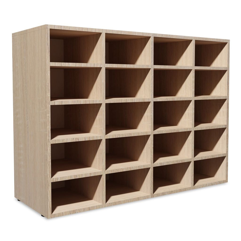 Oak Shoe Rack - 20 Compartments