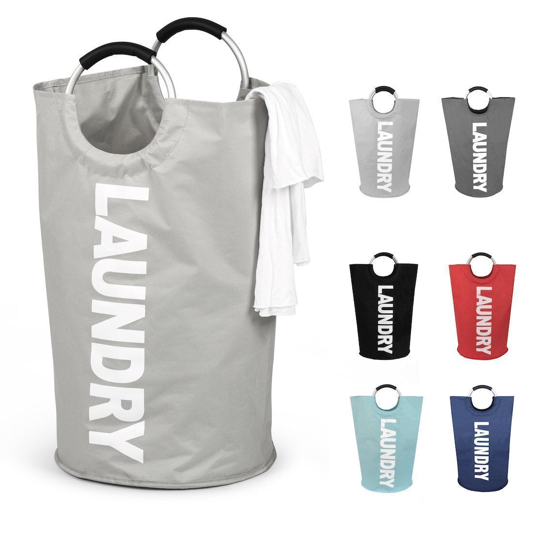 Large Fabric Laundry Basket with Aluminum Handle