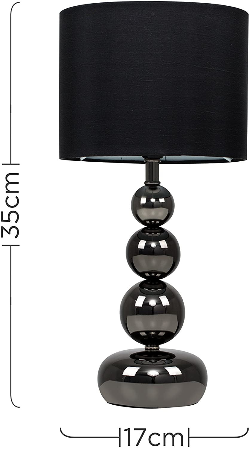 Set of 2 Black Chrome Ball Touch Table Lamps