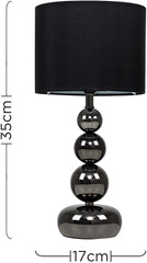 Set of 2 Black Chrome Ball Touch Table Lamps