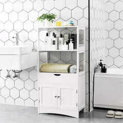 Large White Bathroom Storage Cabinet
