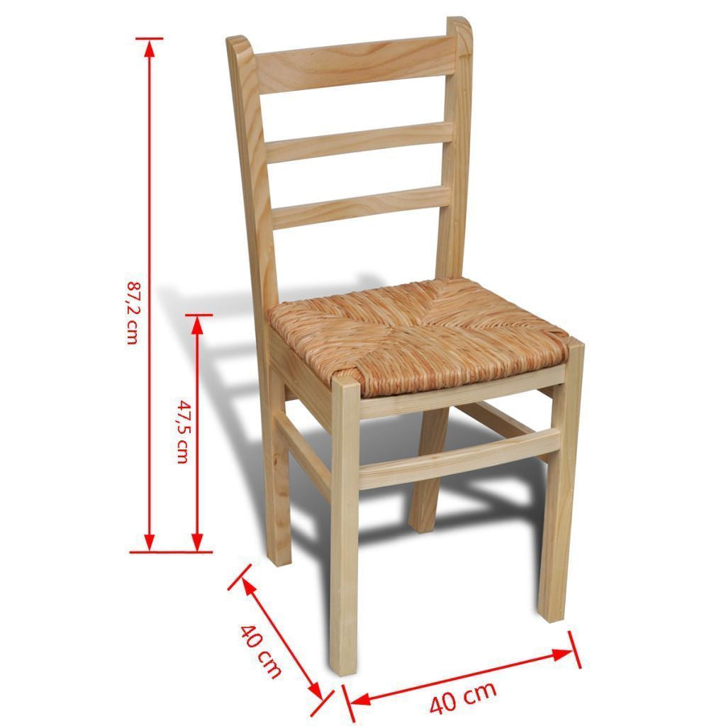 Set of 6 Pinewood Dining Chairs