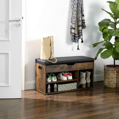 Rustic Shoe Bench Storage Bench With Padded Seat