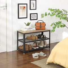 Industrial Greige Shoe Bench
