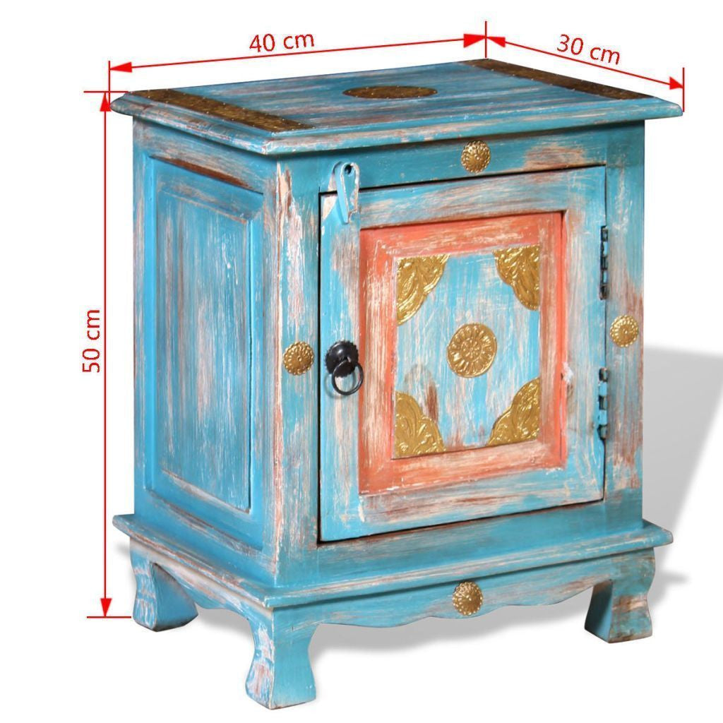 Solid Mango Wooden Blue Nightstand