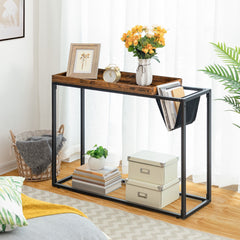 Rustic Console Table & Built In Magazine Rack