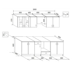 Wenge Look Kitchen Cabinet Unit 8 pcs
