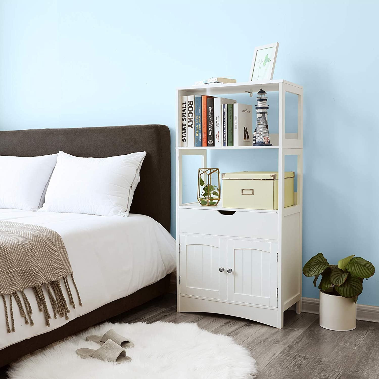 Large White Bathroom Storage Cabinet