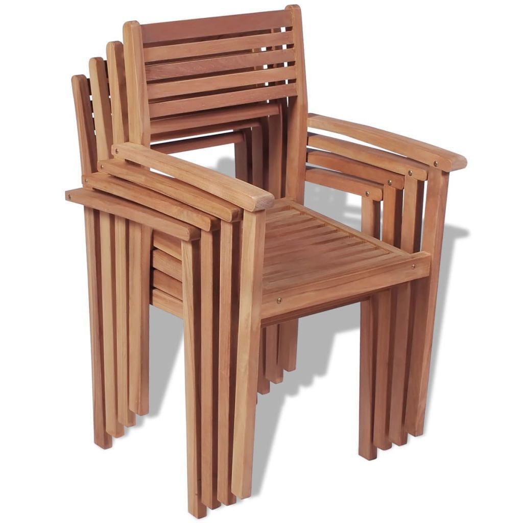 Set of 4 Teak Outdoor Stackable Chairs