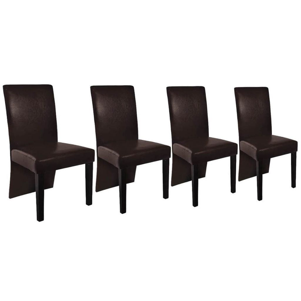 Set of 4 Wooden Brown Dining Chairs