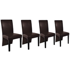 Set of 4 Wooden Brown Dining Chairs