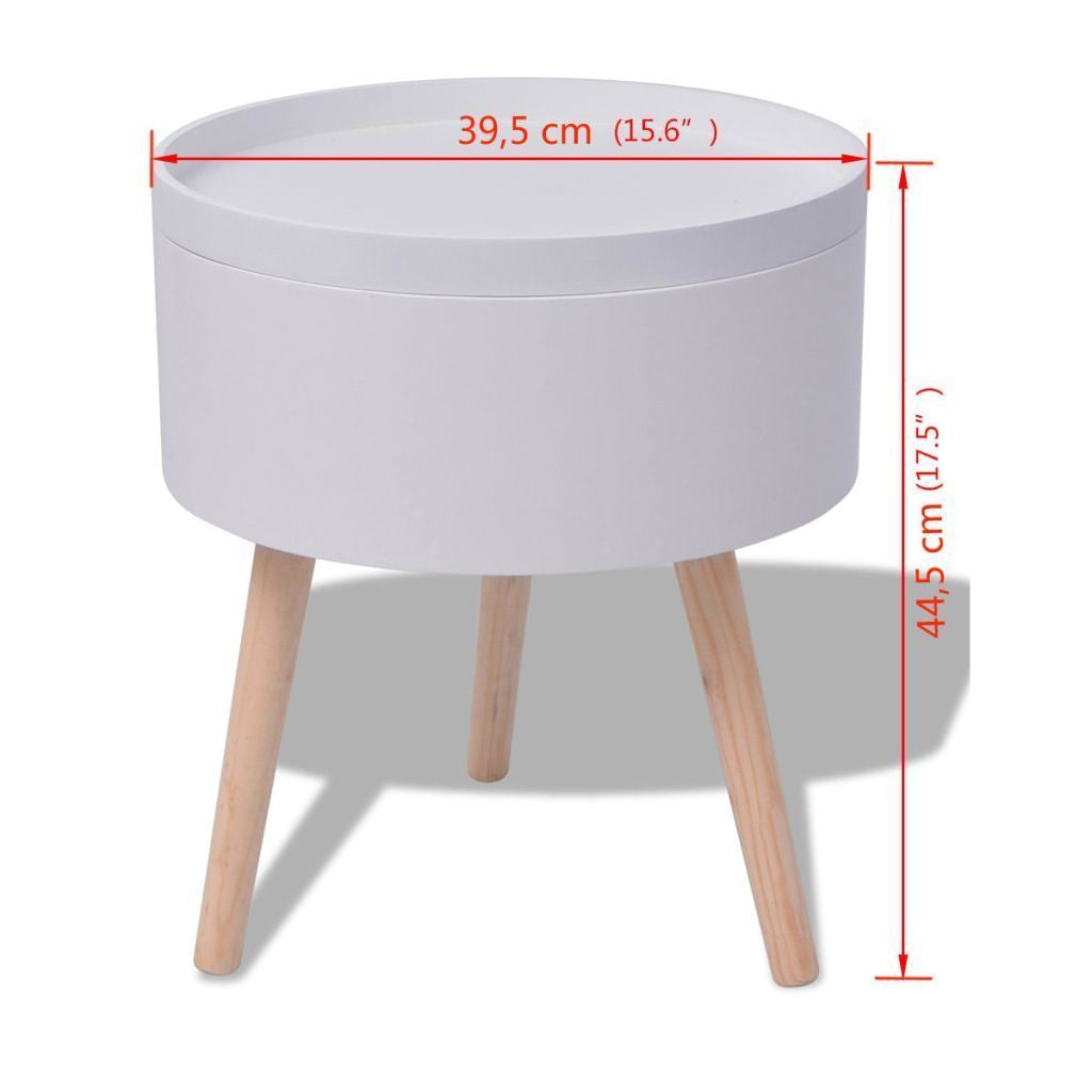 White Round Side Table with Serving Tray