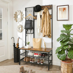 Industrial Rustic Coat Stand & Grid Wall
