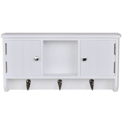 Wall Cabinet for Keys and Jewelry with Doors and Hooks